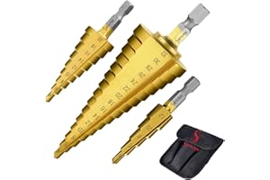 3PCS HSS Step Bits, High Speed Steel Step Drill Bits Set - (4-12mm, 4-20mm and 4-32 mm) Cone Drill Bits Hole Cutter for Wood, Stainless Steel, Sheet Metal by SS SHOVAN