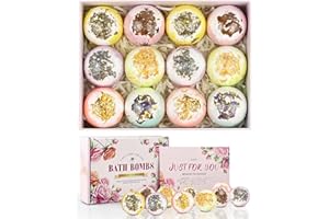 COYONCE Badebomben Geschenkset 12 Stück, 6 Heilige Blumendüfte, Bio natürliche ätherische Öle, 80g Badesalz Duschbomben, GenießEn Sie Feuchtigkeitsspendende Spa-Haut, Warmes Geschenk für Sie/Ihn, Weihnachten