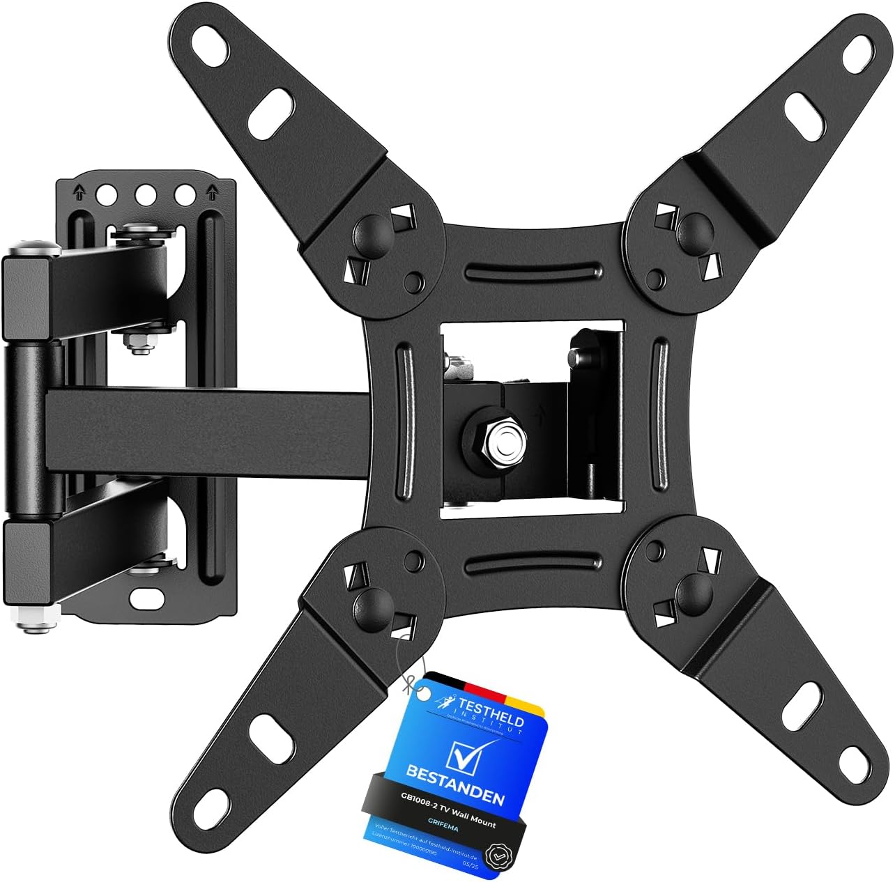 GRIFEMA GB1008-2 Soporte TV Pared para 13-43" Giratorio Inclinable y Extensible, Universal Soporte Television Pared, Carga hasta 20kg, MAX VESA 200x200mm