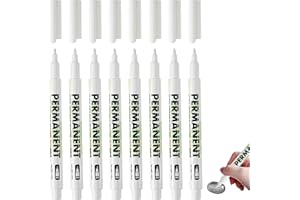 Ruucy 8 Pennarello Bianco Indelebile, Penna Bianca da Disegno Album Fotografico, Pennarelli Acrilici Dipingere Sassi, Pennarello Vernice Bianco pour Biglietti Auguri, Plastica, Vetro, Metallo, Legno