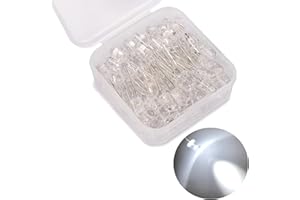 KA WAH CORE 5mm LED Diode, 80 Pcs White LED Emitting Diodes Light, 3V LED Assortment Kits for Science Projects etc (5mm White)