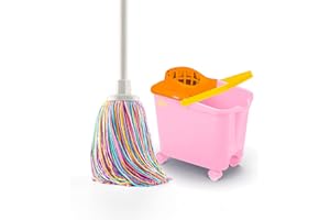 DIVINE GENIUS Happy Rainbow - Mocio con secchio strizzatore da 14L e ruote girevoli, set per la pulizia sostenibile con microfibra riciclata, ideale per la casa e i pavimenti.