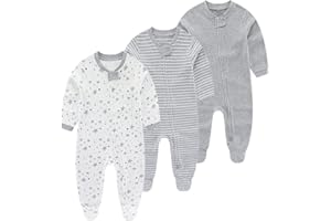 Chamie Baby grows Sleepsuits Rompers Long Sleeve Boys Girls Cotton 0-3m/3-6m/6-9m/9-12m