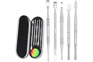 RIXOTIX Kit di strumenti per modellare l'argilla in acciaio inox, strumento per intagliare la cera a doppia fine, strumenti per scultura, dettaglio, intaglio in ceramica, set di attrezzi per modellare, con