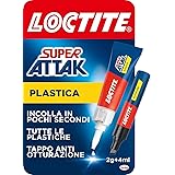 Loctite Super Attak Plastica, Colla per plastica istantanea, Tubetto di colla liquida trasparente specifica per tutti i tipi 