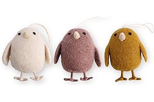 Én Gry & Sif Chicks in Set of 3, Easter Decoration for Hanging or Standing, Lovely Easter Decoration, Natural Felt, Handmade, Yellow, White, Taupe