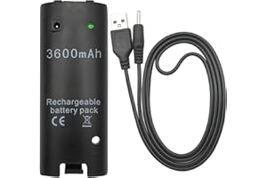 OSTENT Batterie Rechargeable 3600mAh Câble de Charge pour télécommande Nintendo Wii - Noir