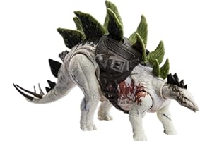 MATTEL Jurassic World Dominion Dinosaur Figure Gigantic Trackers Stegosaurus with Attack Motion & Tracking Gear, Toy Gift with Physical & Digital Play​​, HLP24