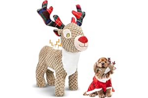 CHAWONER Weihnachtselch Plüsch Haustier Spielzeug - Interaktives Quietschspielzeug für Langeweile Xmas Dog & Puppy Tething Chew Toy, Perfekt für Kleine, Mittlere oder Große Hunde, Geburtstagsgeschenk