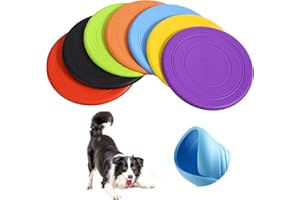 SUQ 7 Pcs Dog Frisbee, Dog Flying Disc, 17.8 cm Pet Flying Saucer, Dog Toy, Dog Interactive Toy for Training, Throw, Catch & Play, Rubber Pet Chew Toy for Outdoor Interactive Fun