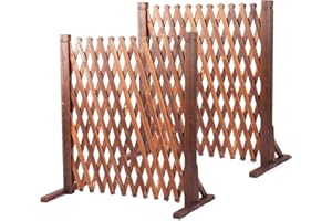 jxgzyy Expanding Garden Trellis Panels 2 Packs Wood Extendable Garden Trellis Fencing Panel Width 34 to 160cm Freestanding Wooden Garden Fence Screen for Garden Patio Lawn Pet