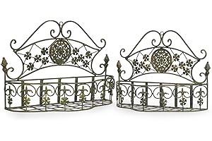 Moritz Metalowe kosze ścienne, kosze na rośliny, zestaw 2 par, antyczny/stary zielony, styl dworkowy, styl shabby HL-163-GR