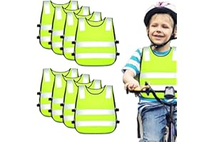 SUNOYA Gilet Jaune Enfant 8 Pièces, Gilet Securite Enfant, Gilet Fluo Enfant, Gilet Haute Visibilité pour Velo Plein Air Course à Pied 3-12 Ans Enfants