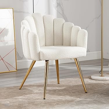 Fauteuil, Stoel Met Stoffen Accent, Zitting Met Gewatteerde Zitting Massief Houten Poten Voor Woonkamer Eetkamer Logeerkamer Kantoor Beige Door