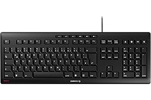 ‎CHERRY CHERRY STREAM KEYBOARD, Kabelgebundene Tastatur, Deutsches Layout (QWERTZ), Flüsterleiser Tastenanschlag, Einzigartiges Tippgefühl, Flaches Design, Schwarz
