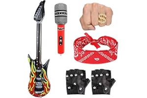Guegine Punk Rocker Party Kit,Rockstar Fancy Dress Disco Costume Accessories