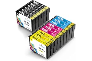 Q-image 16 XL Cartuchos de Tinta Reemplazo para Epson 16XL Compatible con Workforce WF-2630 WF-2510 WF-2760 WF-2530 WF-2520 WF-2540 WF-2750 WF-2660 WF-2650 WF-2010