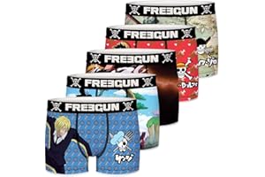 FREEGUN Calzoncillos Niño One Piece, Boxer Joven y Adolescente, Luffy, Zoro, Transpirable y Resistente (Lote de 5)