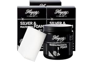 3x Hagerty Silver & Multimetal Foam Detergente Antiossidante in Crema per Oggetti in Argento Peltro e Acciaio Delicato e Lucidante con Spugna - 3 Barattoli da 185ml