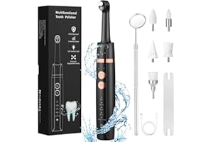 EMOCCI PRO Kit de Blanchiment des Dents Blanchiment Dentaire Électrique Tartre Dentaire Nettoyage Polisseuse Dentaire Detartrage Dentaire Polissage Dentaire Electrique 5 Modes Rechargeable Polisseur Dentaire