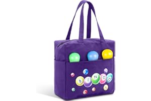 Windyun Bingo Bags with 10 Pockets for Daubers Zipper Tote Bag Bingo Game Accessories(Purple)