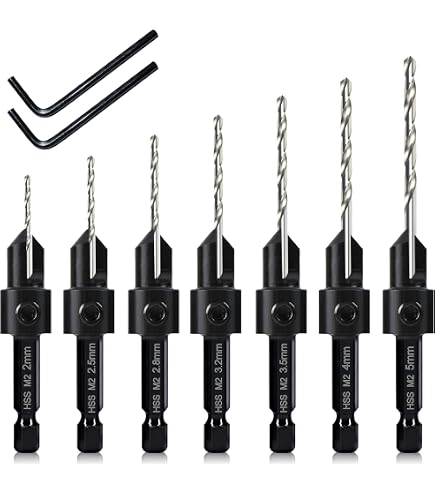 6-tlg. Kegelsenker-Bohrer-Set Mit Tiefenanschlag – HSS-M2 Für Holz, Inkl. Sechskantschlüssel