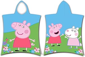 JERRY FABRICS Aptex - Poncho de algodón (50 x 115 cm), diseño de Peppa