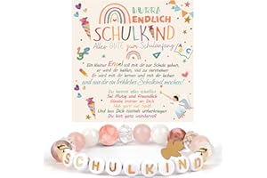 Werfunee Einschulung Geschenk Schultüte Mädchen Schutzengel Armband für Schulkind - Füllung Schulanfang Glücksbringer mit Grußkarte Geschenkbox