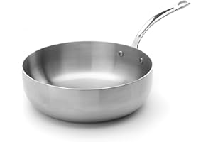 Samuel Groves - Stainless Steel Tri-Ply Chefs Pan, Suitable for All Hobs - Made in England (Stainless Steel, 26cm)