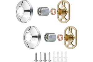 APRAGAZ Bar Valve Fixing Kit, 1 Pair Chrome BSP Wall Mounting Bar with Cover for Bar Shower Valves, Fitting Fixing Plate for Shower Mixer Taps Wall Mounted