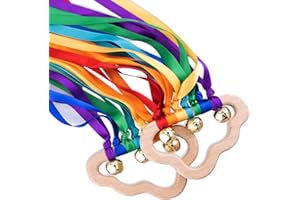 SYID Baby Sensory Ribbon Rattle Toys Montessori Sensory Ribbon Play Toy Newborn Ribbons Teether Ring for Babies Infant Toddler 3-24 Months