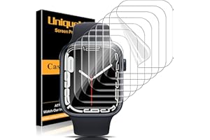 UniqueMe 8 Pack Protector de Pantalla para Apple Watch Series SE2/SE/6/5/4 44 mm,TPU Film HD Flexible Protector, HD Transparente, Sin Burbujas