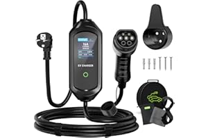 AFYEEV Kabel do ładowania samochodu elektrycznego typu 2 Schuko, 8/10/13/16A 3,6 kW, przenośne elektryczne ładowanie samochodu, kabel do ładowania samochodu elektrycznego typu 2 z torbą, IEC 62196-2,