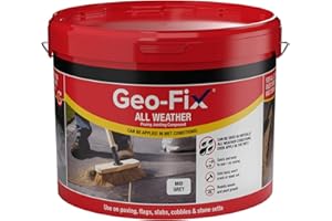 ARA CHOICE Geo-Fix All Weather Ready Mixed Jointing Patio Paving Compound Grout Colour 14kg Ready Mixed Easy Ready Mixed Pointing Mortar Joint Filler for Dry and Wet Conditions (Mid Grey)