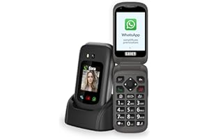 SAIET - Link 4+ Cellulare Smart Senior Per Anziani 4G e Bluetooth -Tasti e Lettere Grandi - Smartphone con Whatsapp e SOS - Nero