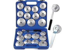 eROOSY 23tlg. Alu Ölfilterkappen Set, Cup Typ Ölfilterschlüssel, Ölfilter Werkzeug zum Entfernen von Autosteckdosen-Entferner-Werkzeugsatz