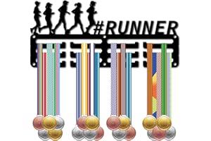 CREATCABIN Soporte para Medallas de Correr, Colgador de Medallas para Corredores, Estante de Exhibición, Premios Colgantes de Metal para Deportes, Premios de Decoración de Montaje Pequeño de 29x13 cm