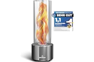 ‎GLANZFEUER Glanzfeuer Bioethanol Tischkamin Outdoor & Indoor Bioethanol - Extra lange Brenndauer mit Wirbelflamme - Tischfeuer Deko - Tisch Kamin Feuer Feuersäule - Garten & Deko Geschenk