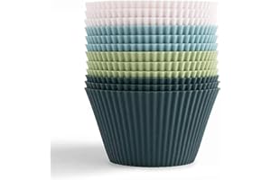 YOUJABZ Moldes de silicona estándar para magdalenas, 4 colores, antiadherentes, sin BPA, aptos para lavavajillas (12)