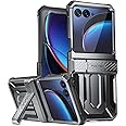 Poetic Spartan Case Compatible with Motorola Moto Razr 40 Ultra 5G,[Kickstand][Hinge Protection], Full-Body Rugged Shockproof Protective Cover with Kickstand, Metallic Gun Metal