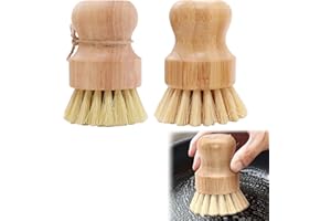 BYYT 2 Pcs Brosse Vaisselle en Bambou,Brosse À Vaisselle Eco-Responsable,Brosse Vaisselle,Brosse Vaisselle Bois,Brosse A Vaisselle avec Poils Durs Et Doux,pour Laver La Vaisselle,Les Casseroles
