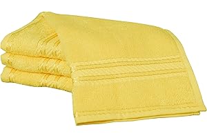 Bentley Priory Linens Supreme Face Flannels for Bathroom 500GSM Super Soft Egyptian Cotton Pack of 4 Absorbent and Quick Dry Face Cloth Flannel Towels Set 30 x 30cm (YELLOW)