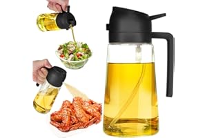ZOUWEL Pulverizador de aceite 2 en 1, botella pulverizadora de aceite de 500 ml para aceite de cocina, vertedor de botella de aceite y pulverizador, spray de aceite de oliva, dispensador de vinagre, para