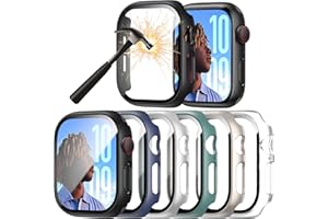 SUYEVD 6-Stück Schutzhülle mit Displayschutzfolie Kompatibel mit Apple Watch SE/6/5/4 40mm,Ultradünne Hard Gehäuse Eingebaut Kratzfest Gehärtetes Glas Schutzfolie für iWatch SE 4 5 6 40mm