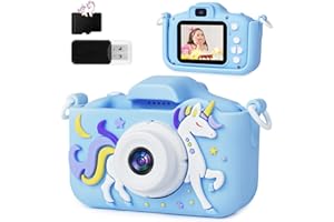 Ainiv Aparat dla dzieci, wyświetlacz 2,0", aparat cyfrowy dla dzieci, jednorożec, prezent na Boże Narodzenie, urodziny, prezent dla dziewcząt i chłopców, w wieku 3-12, 1080p HD, aparat fotograficzny z