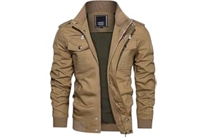 KEFITEVD Veste Cargo Décontractée pour Homme Blousons Bomber Militaires Automne Militaire Coupe-Vent
