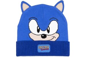 SONIC THE HEDGEHOG Sonic Gorro de Punto Color Azul - Talla Única - Elaborado en 100% Acrílico - Etiqueta Delantera con Nombre Producto Original Diseñado en España