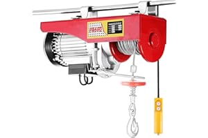 SUPFINE Elektronischer Seilzug 600kg Seilhebezug mit Drahtseil und Sicherheitshaken, Seilwinde Elektrisch, Mechanische Traktion für Werkstatt & Garage, Hubhöhe 6-12M (600kg/1050W)
