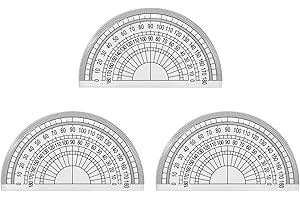Mebamce 3 Pack Plastic Protractor 180 Degrees 4 Inches for Angle Measurement Student Math Classroom School Office Teachers - Clear