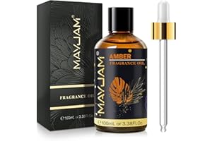 MAYJAM Amber Fragrance Oil Essential Oil for Diffusers for Home, Premium Grade Amber Oil for Humidifier, Long Lasting Scented Oils for DIY Bath Bomb Soap Candle Making - 100ML